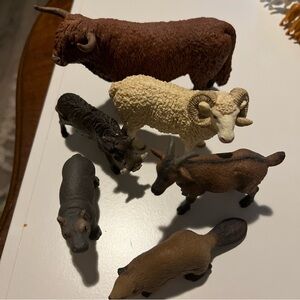 Wildlife Animal Figurine Collection - Brown, Cream, Gray Lot of 6